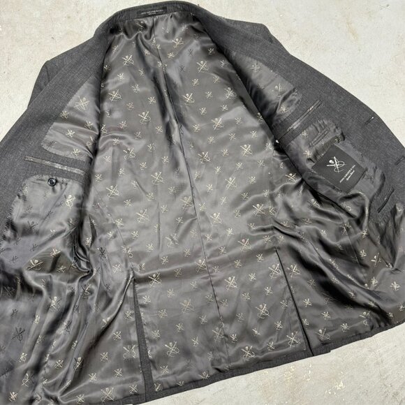 John Varvatos USA Blazer Signature Tailored Cotton Sport Coat Textured Grey 42R - Picture 8 of 10